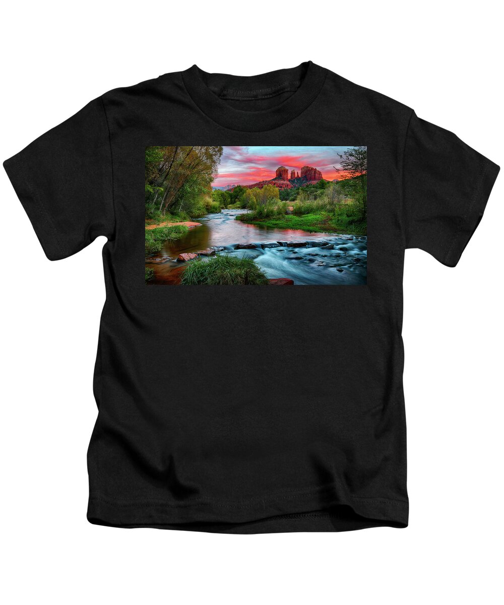 Landscape Kids T-Shirt featuring the photograph Cathedral at Sunset by Bruce Bonnett