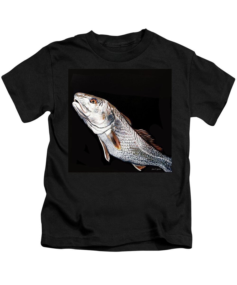 Redfish Kids T-Shirt featuring the painting Caught in the Surf Redfish by Joan Garcia