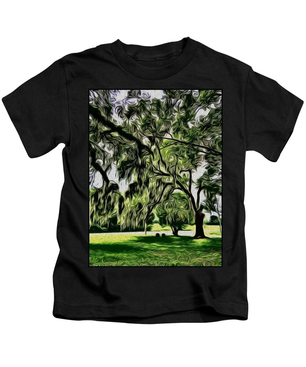 Trees Kids T-Shirt featuring the digital art Cemetery Trees by Lessandra Grimley