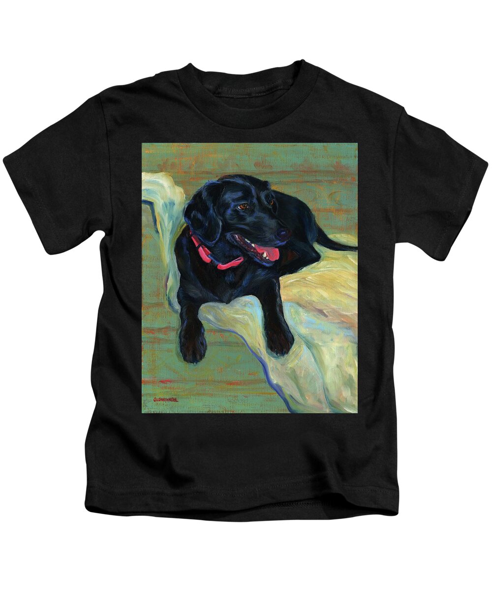 Pet Portrait Kids T-Shirt featuring the painting Chloe by Susan Hensel