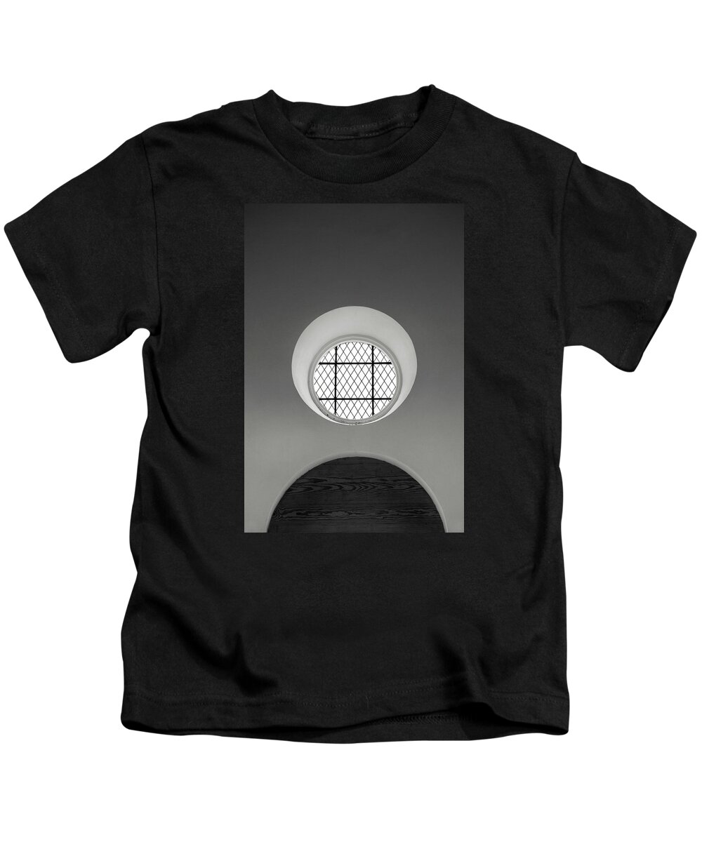 Window Kids T-Shirt featuring the photograph Church Window in Black and White by Don Johnson