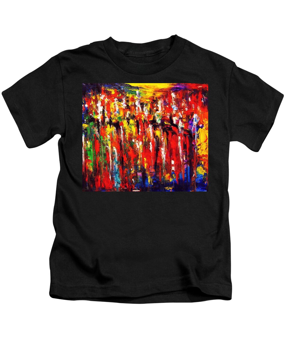 Energy Art Kids T-Shirt featuring the painting CITY. Series ColorScapes. by Helen Kagan