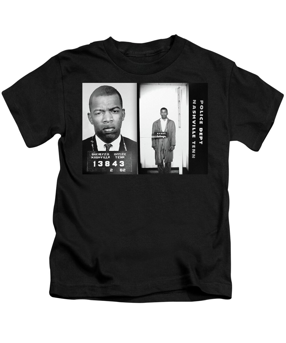 Civil Kids T-Shirt featuring the photograph Civil Rights Leader John Lewis Mugshot by Digital Reproductions