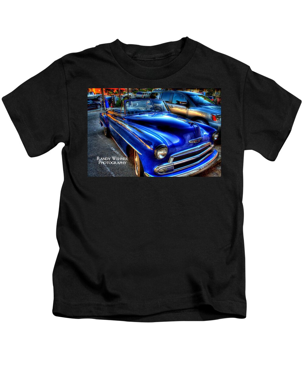 Hdr Kids T-Shirt featuring the photograph Classic Blue Chevy by Randy Wehner