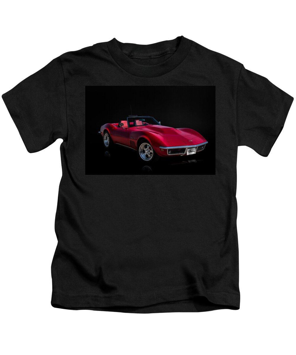 Red Kids T-Shirt featuring the digital art Classic Red Corvette by Douglas Pittman