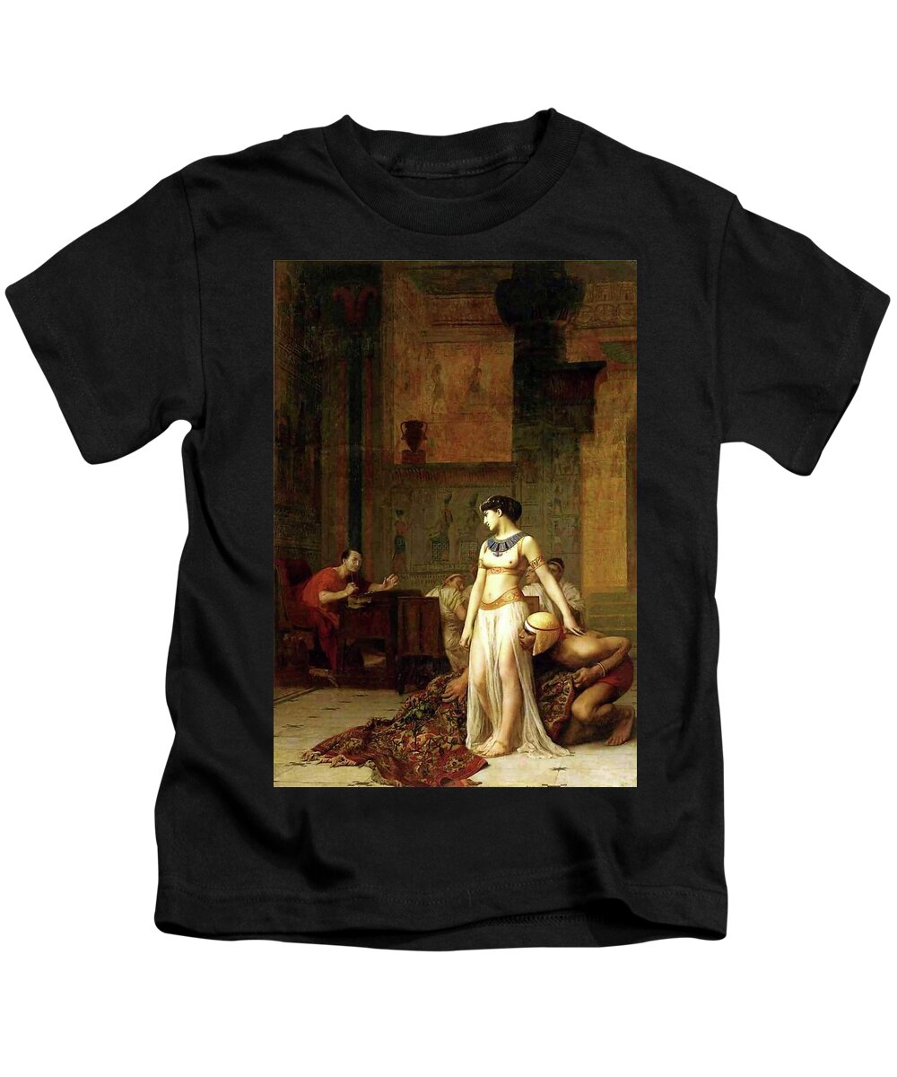 Cleopatra Kids T-Shirt featuring the painting Cleopatra Before Caesar by Jean Leon Gerome