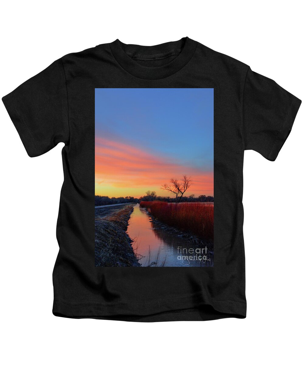 Sunrise Kids T-Shirt featuring the photograph Cold Dawn Apache Bosque by Joanne West