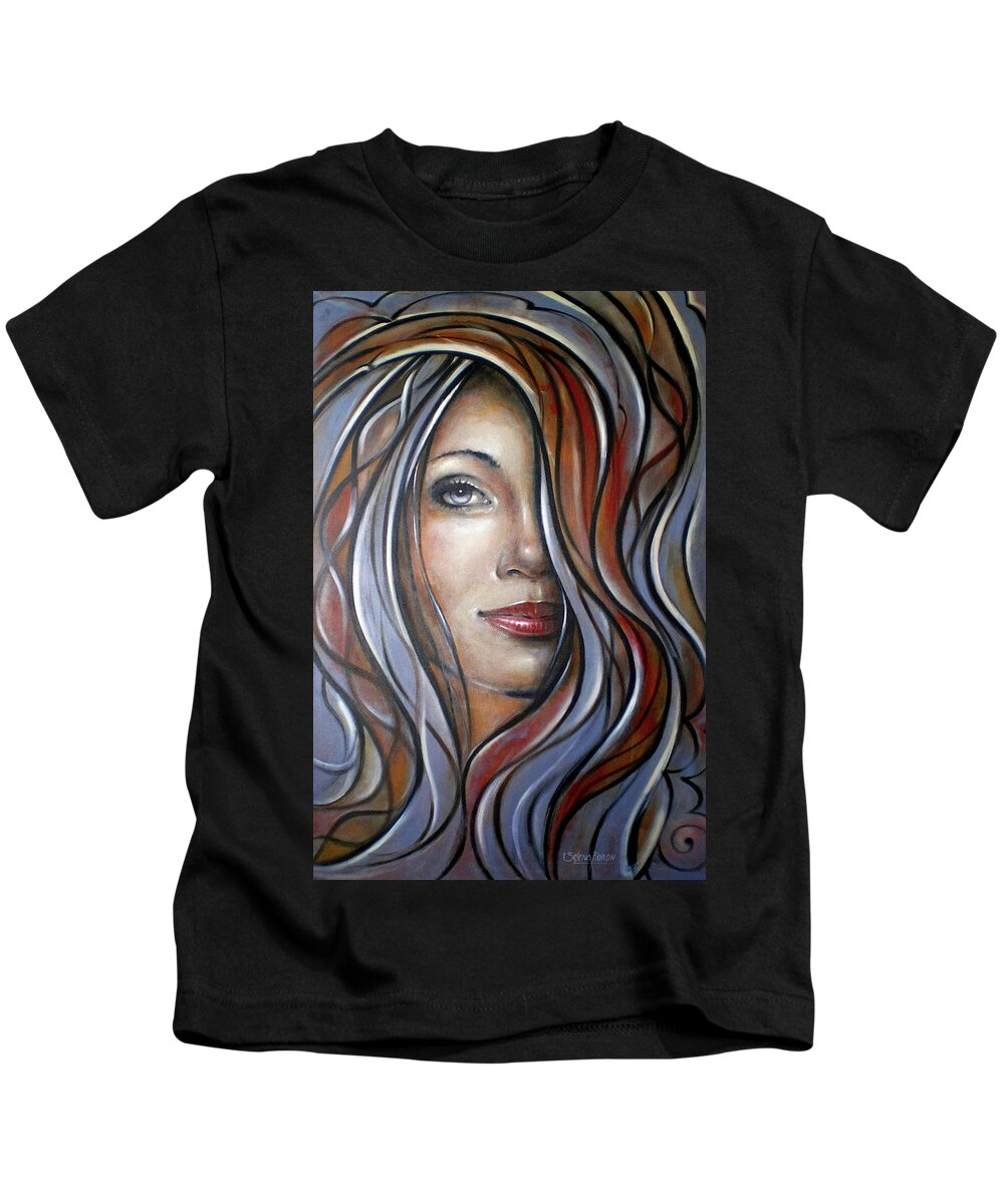 Original Kids T-Shirt featuring the painting Cool Blue Smile 070709 by Selena Boron