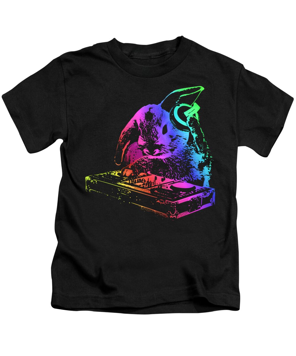 Dj Kids T-Shirt featuring the digital art Cool Dj Bunny by Megan Miller