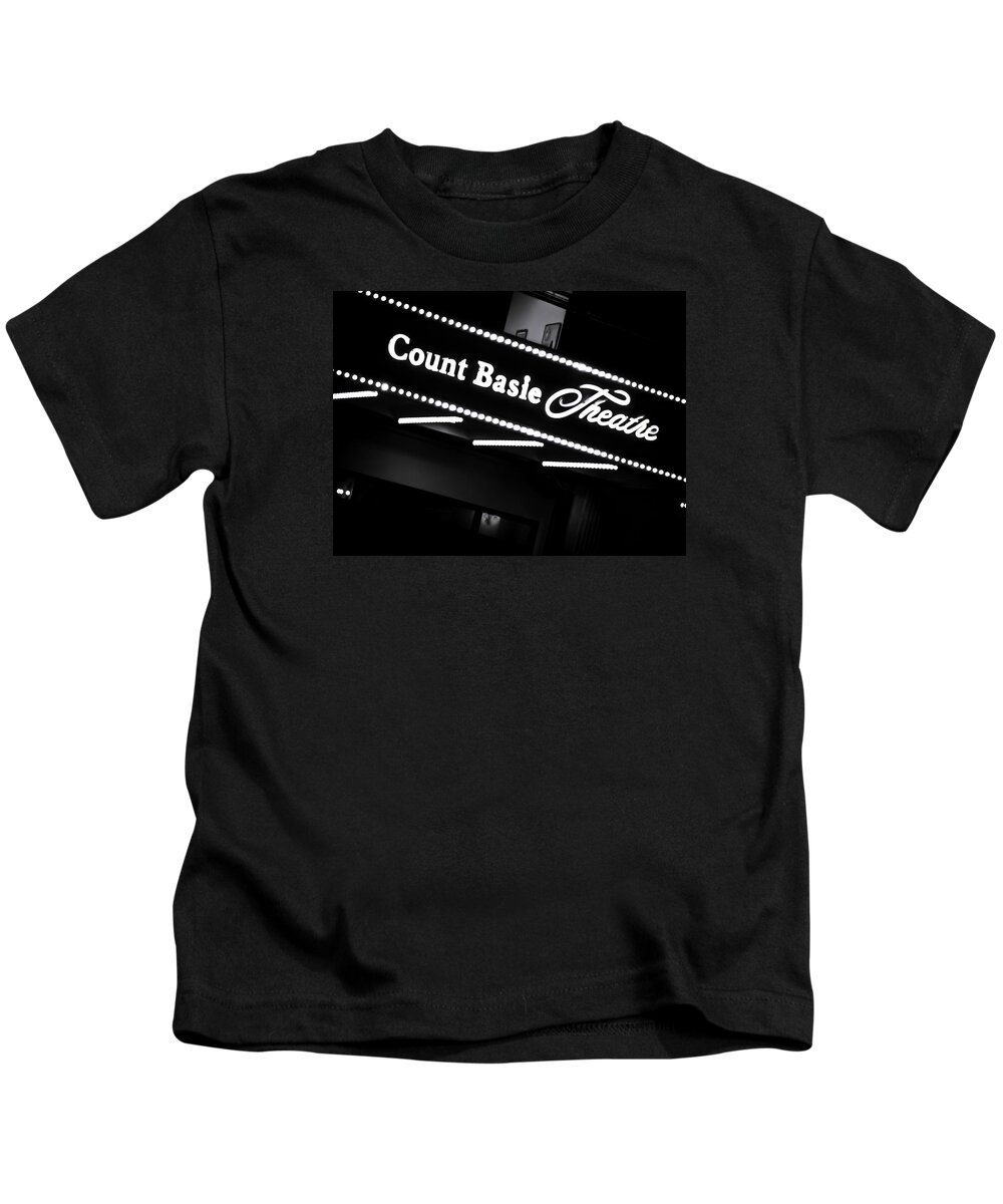 Count Basie Kids T-Shirt featuring the photograph Count Basie Theatre in Lights by Colleen Kammerer