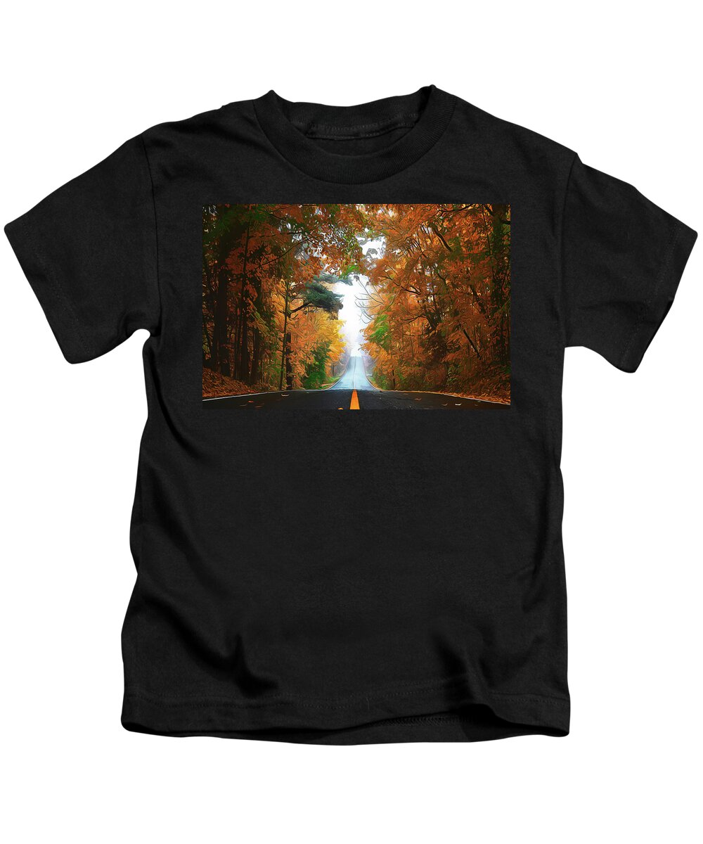 Country Roads Kids T-Shirt featuring the painting Country Roads by Harry Warrick