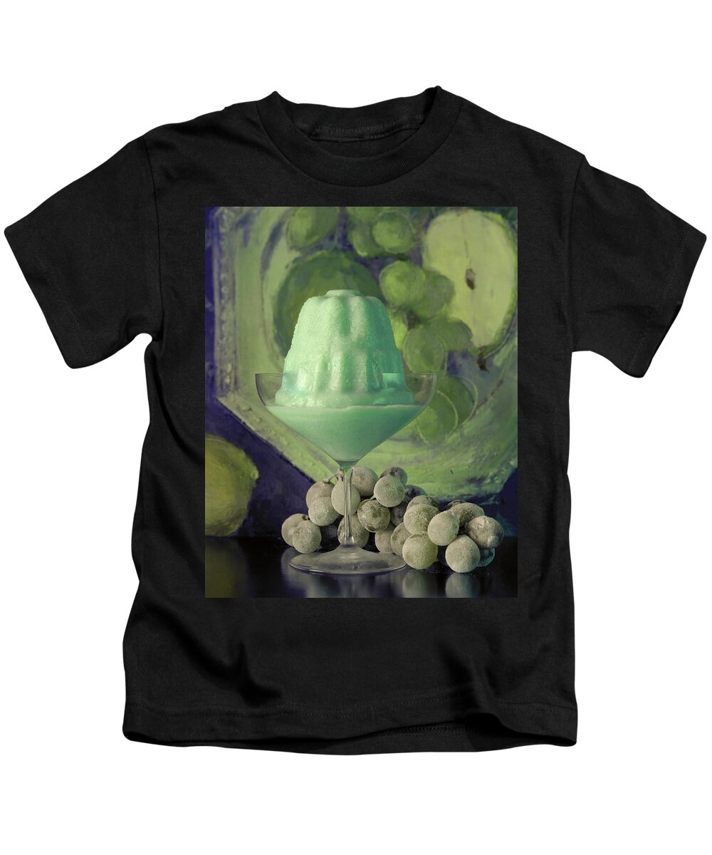 Studio Shot Kids T-Shirt featuring the photograph Creme De Menthe With Grapes by Fotiades