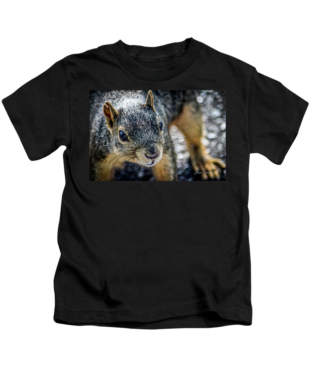 Brown Squirrel Kids T-Shirt featuring the photograph Curious Squirrel by Joann Copeland-Paul