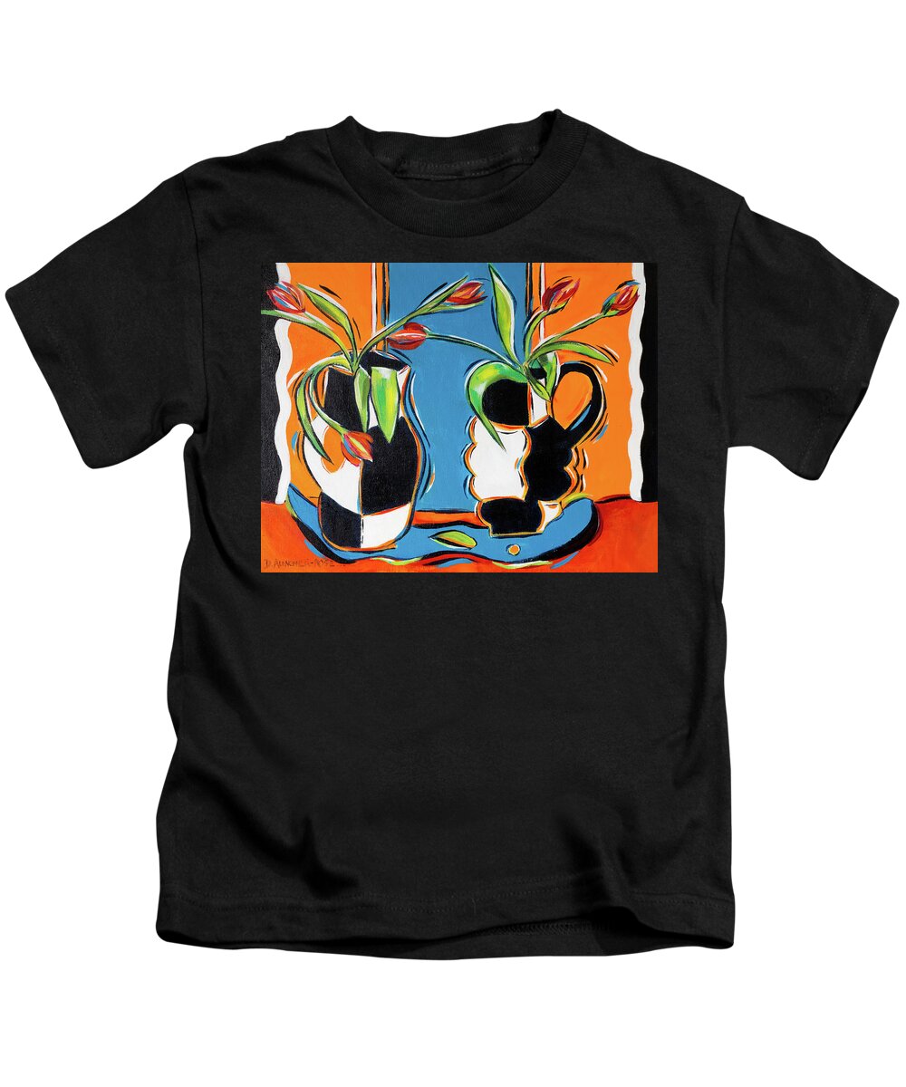 Acrylic Kids T-Shirt featuring the painting Dance Of The Tulips by Seeables Visual Arts