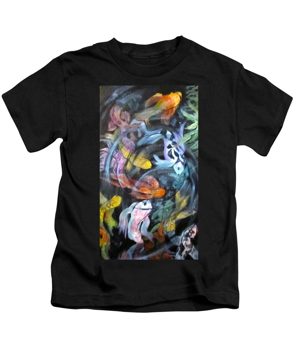 Koi Kids T-Shirt featuring the painting Dancing Koi by Barbara O'Toole