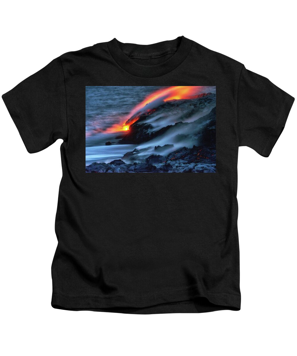 Christopher Johnson Kids T-Shirt featuring the photograph Dark Lava by Christopher Johnson