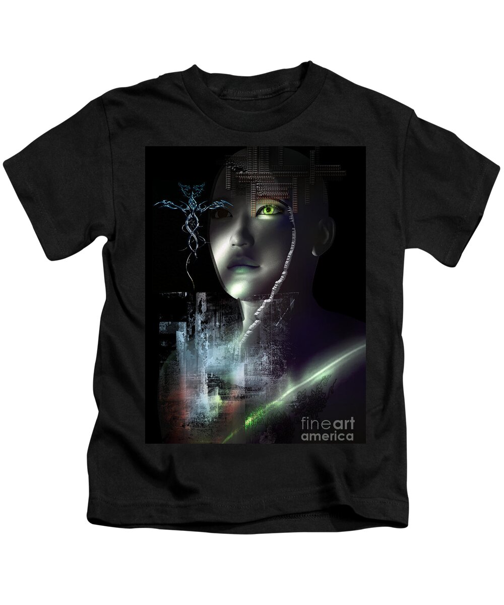 Fantasy Kids T-Shirt featuring the digital art Dark Visions by Shadowlea Is