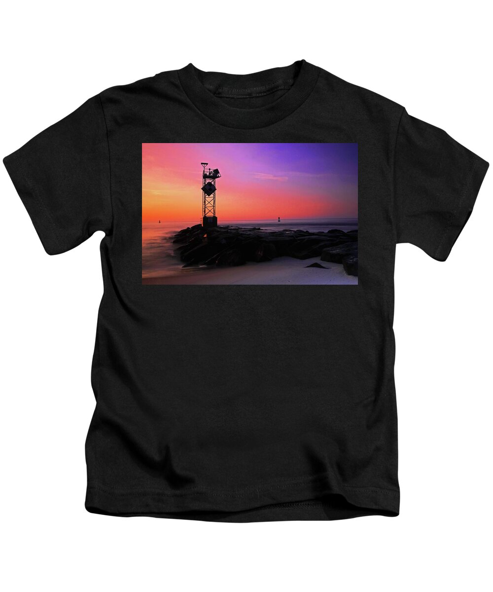 Ocean Kids T-Shirt featuring the photograph Daybreak at Ocean City inlet by Bill Jonscher