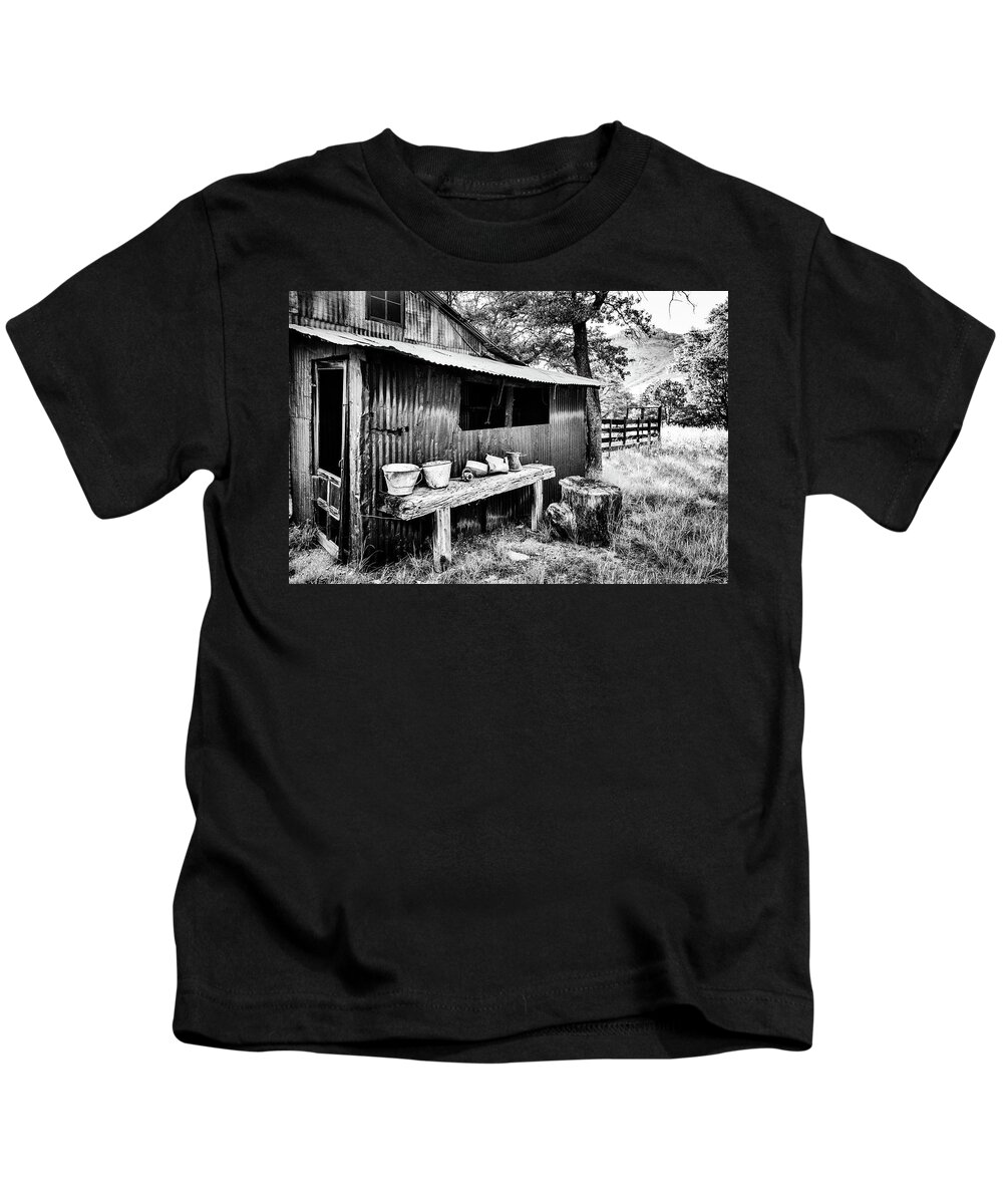 B&w Kids T-Shirt featuring the photograph Days gone by by Jack Sassard