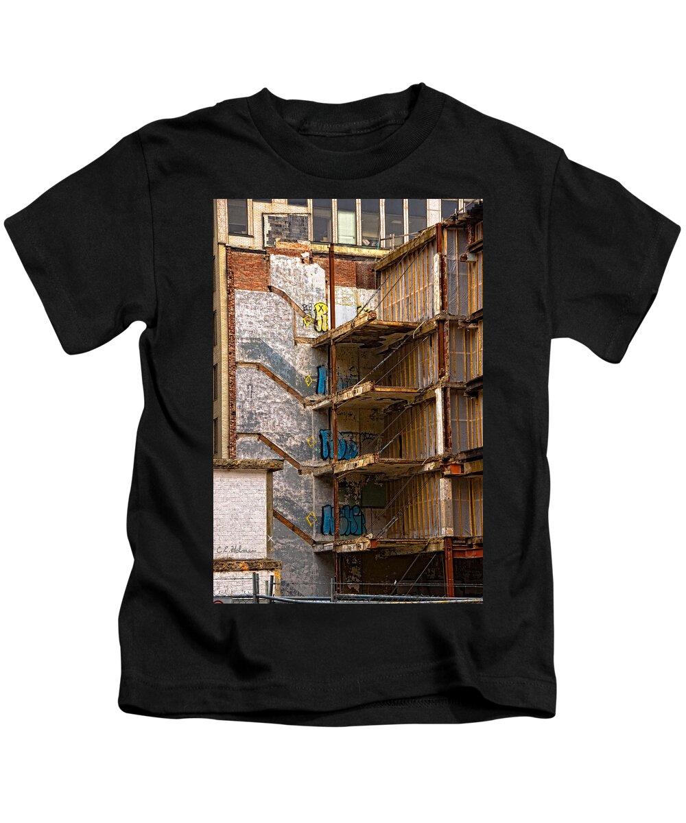 Building Kids T-Shirt featuring the photograph De-Construction by Christopher Holmes