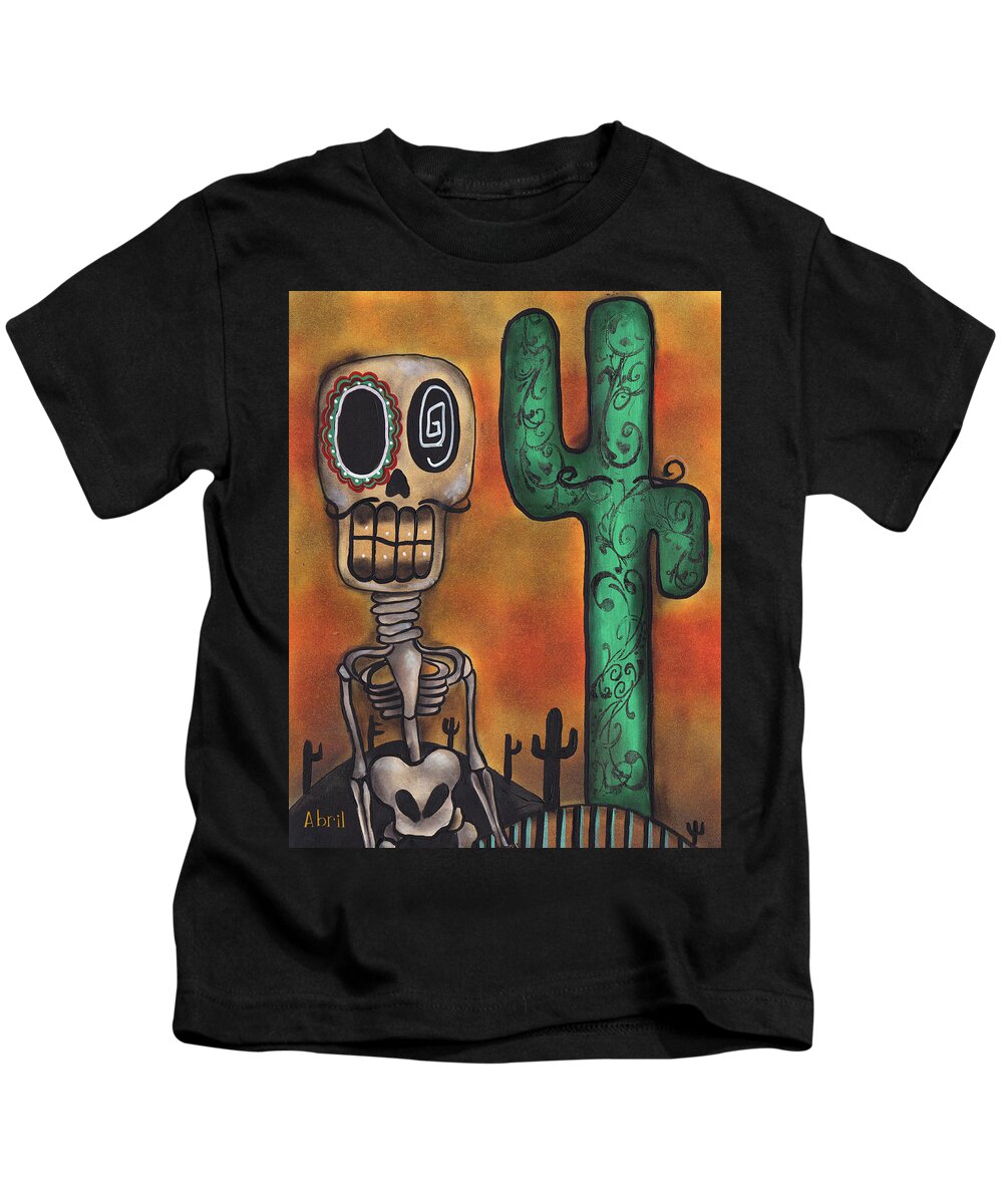 Day Of The Dead Kids T-Shirt featuring the painting Desert by Abril Andrade