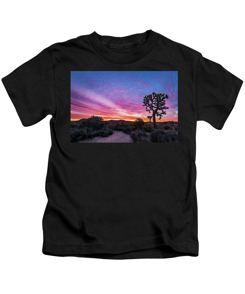 California Kids T-Shirt featuring the photograph Desert Sunrise at Joshua Tree by John Hight