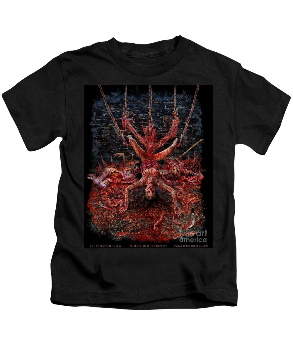 Perverse Dependence Kids T-Shirt featuring the mixed media Discretion Of The Impure by Tony Koehl