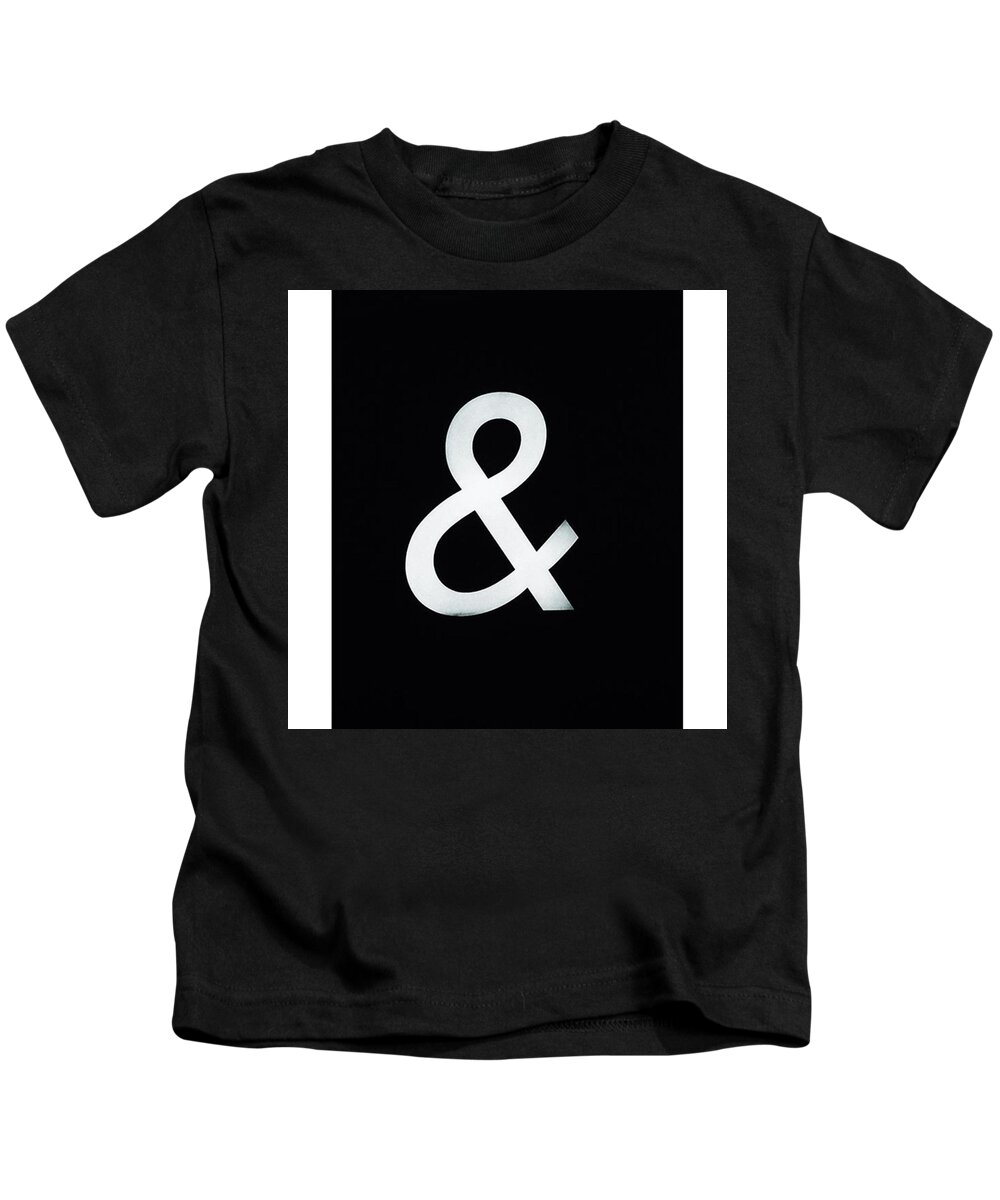 Blackandwhitephotography Kids T-Shirt featuring the photograph Dolce & Gabbana #ampersand #typography by Briana Bell