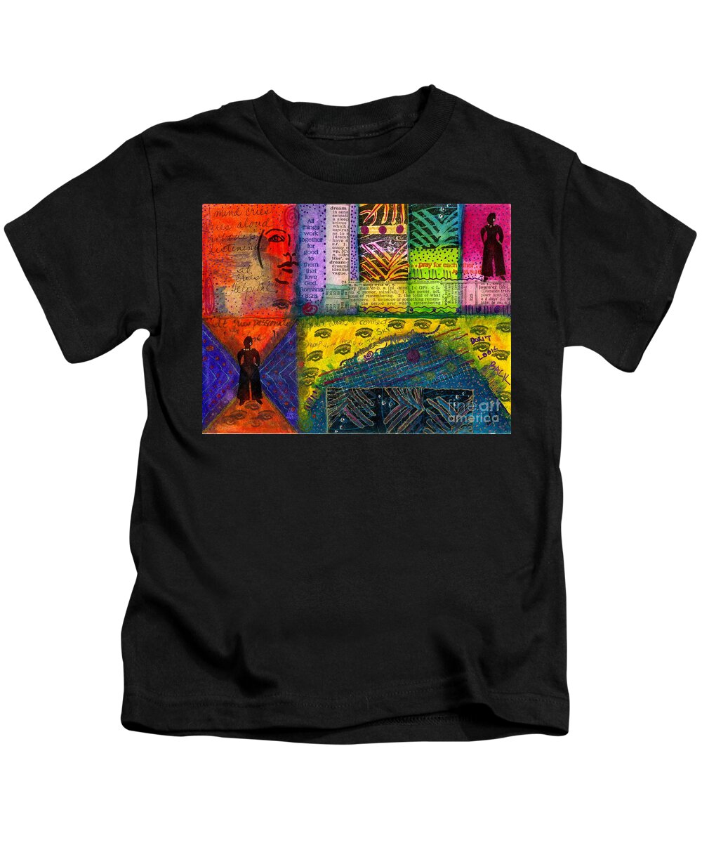 Greeting Cards Kids T-Shirt featuring the mixed media Don't Look Back by Angela L Walker