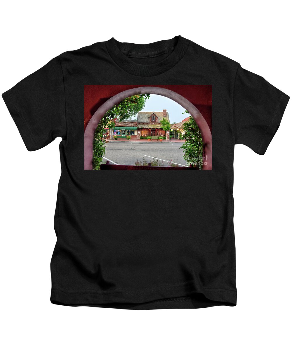 Downtown Kids T-Shirt featuring the photograph Downtown Solvang by Eddie Yerkish