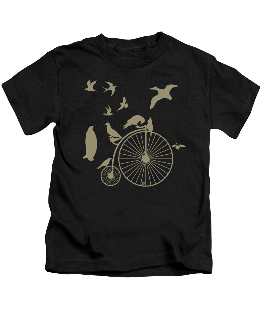 Birds Kids T-Shirt featuring the digital art Dude the Birds are Flocking Tan Transparent Background by Barbara St Jean