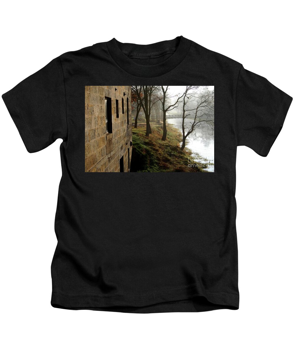  I & M Canal Kids T-Shirt featuring the photograph Early Morning Mist on The I M Canal by Paula Guttilla