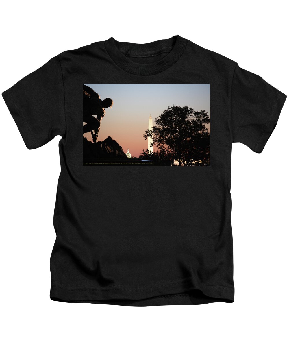 Early Kids T-Shirt featuring the photograph Early Washington Mornings - Cpl Block - For Liberty by Ronald Reid