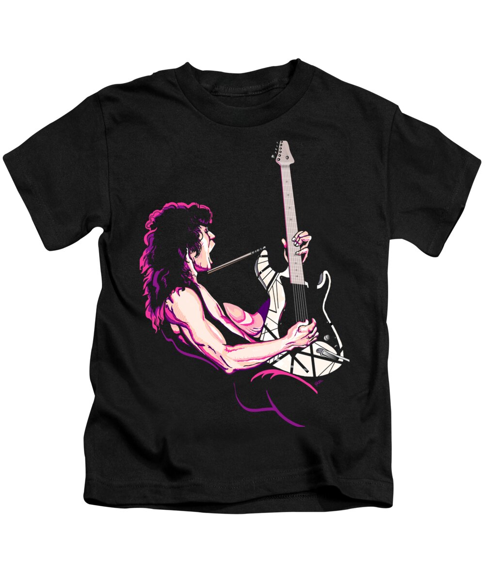 Eddie Van Halen Kids T-Shirt featuring the digital art Eddie Van Halen by GOP Art