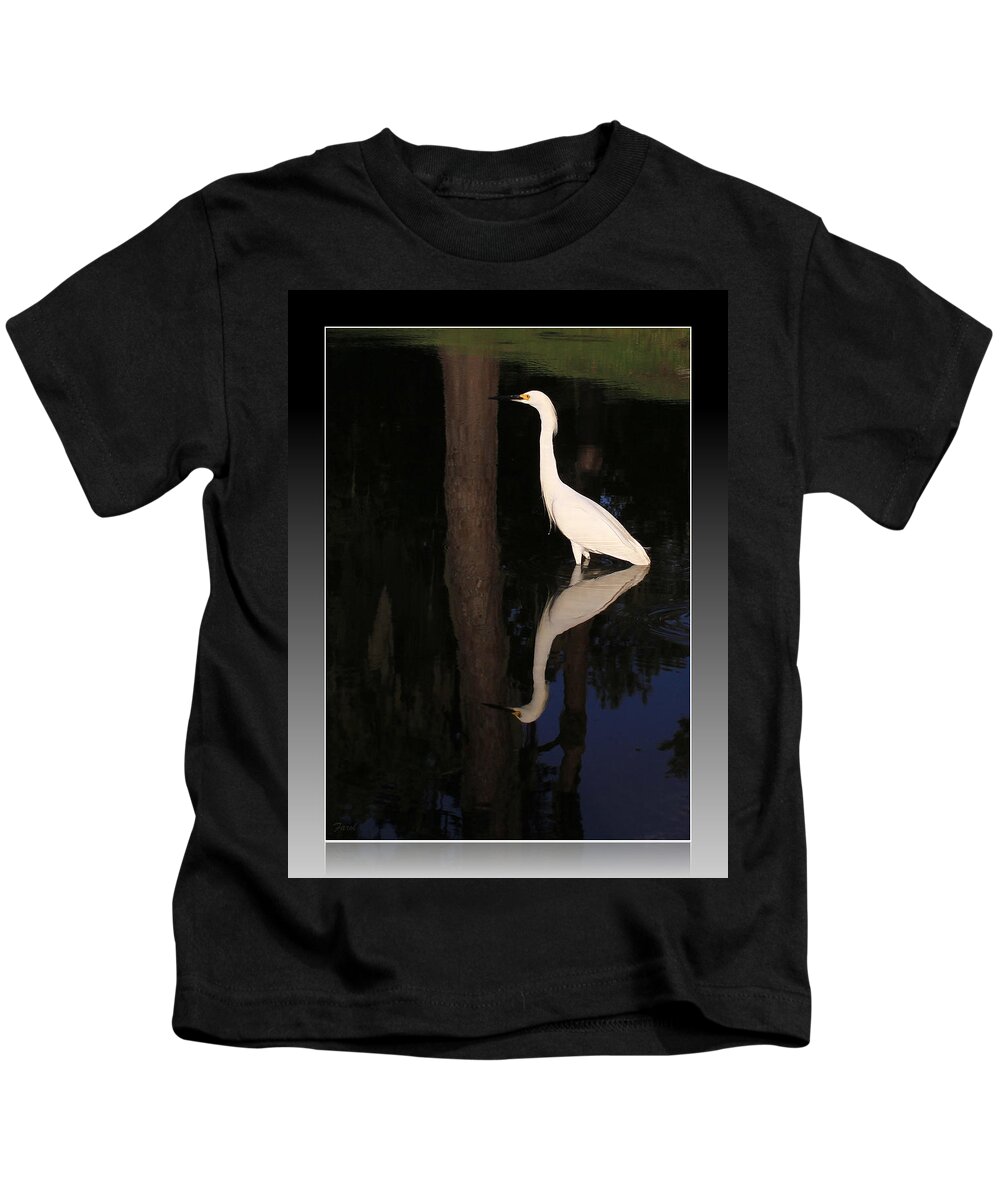Egret Kids T-Shirt featuring the photograph Egret Mirror by Farol Tomson