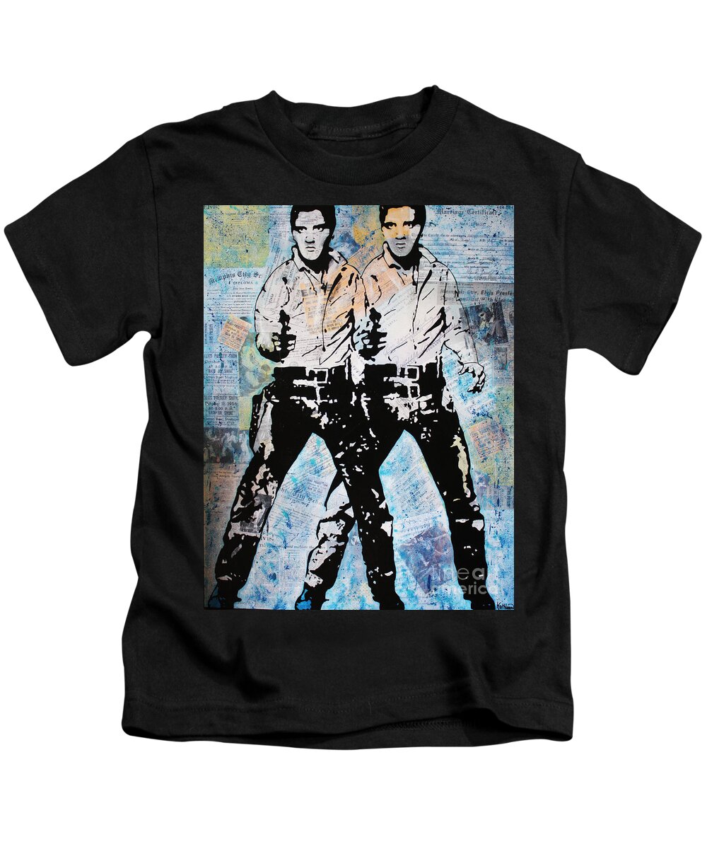 Free Shipping Kids T-Shirt featuring the mixed media ELVIS PRESLEY Blue Suede Shoes by Kathleen Artist PRO