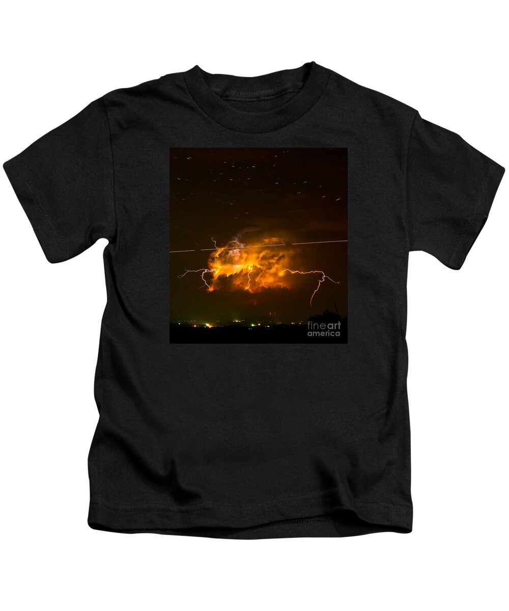 Michael Tidwell Photography Kids T-Shirt featuring the photograph Enchanted Rock Lightning by Michael Tidwell