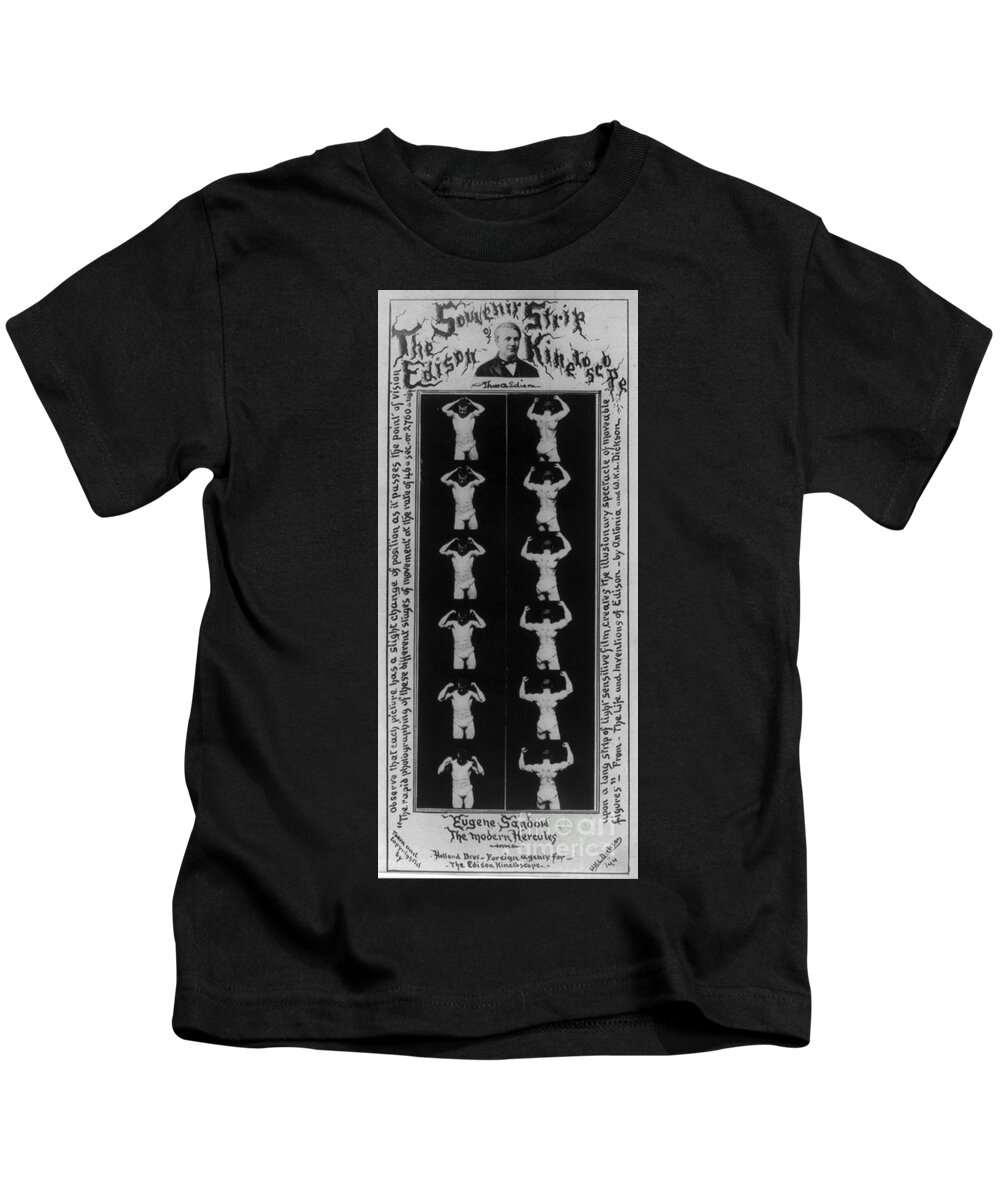Erotica Kids T-Shirt featuring the photograph Eugen Sandow, Edison Kinetoscope Strip by Science Source