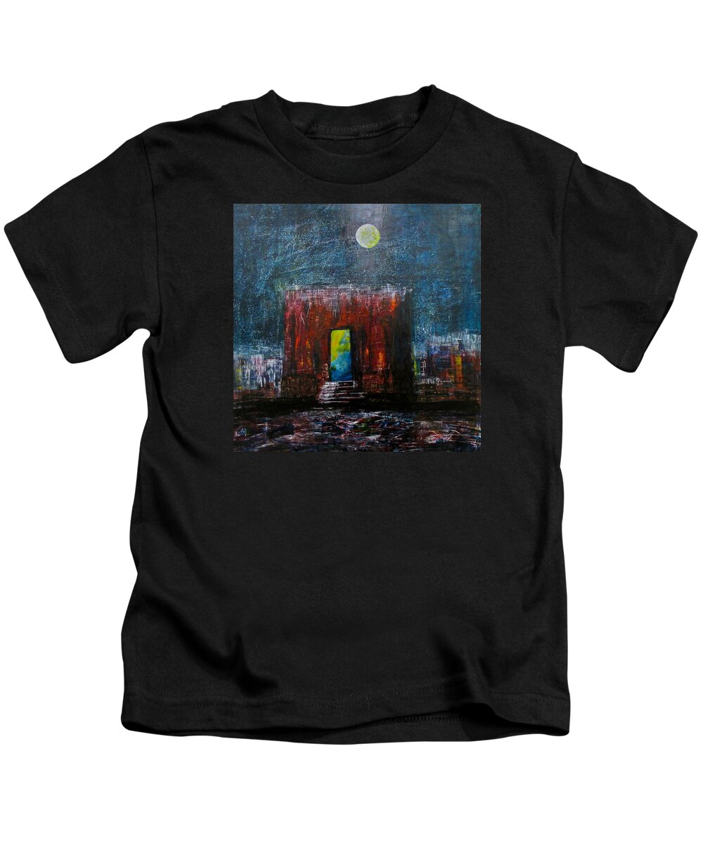 Building Kids T-Shirt featuring the painting Exit Ittabeana by Janice Nabors Raiteri