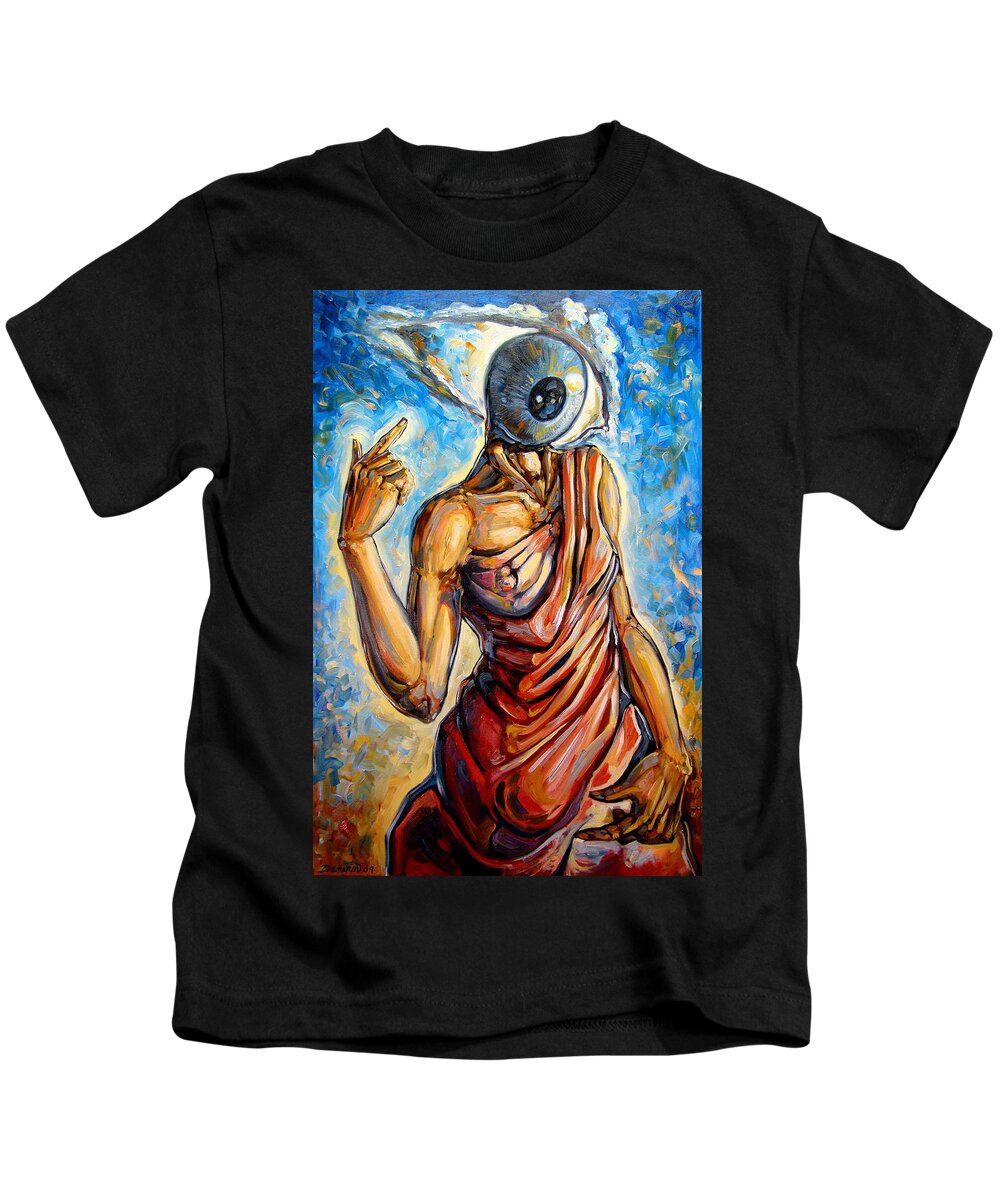 Surrealism Kids T-Shirt featuring the painting Eye always was - symbolic representation of universal energy by Darwin Leon