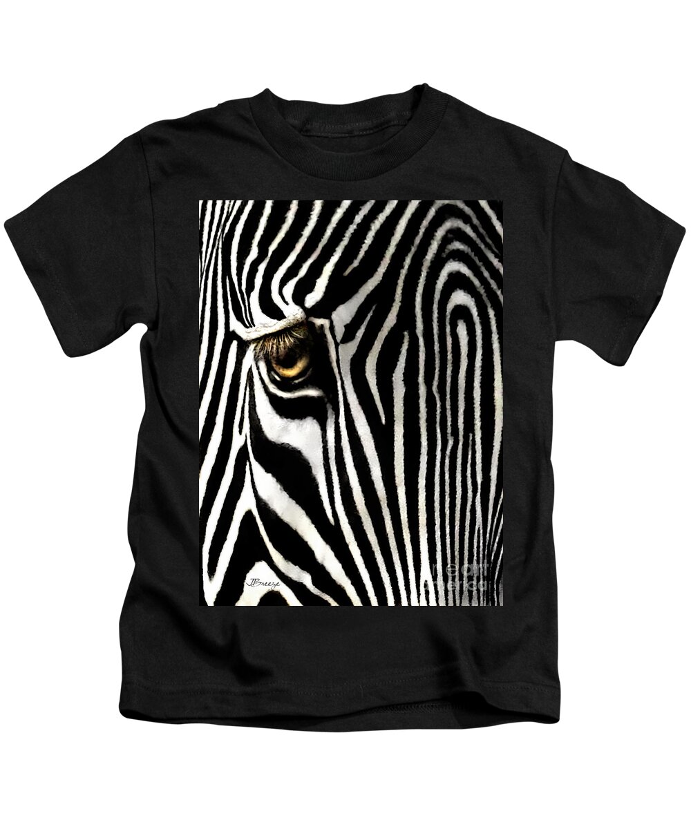 Zebra Kids T-Shirt featuring the photograph Eye of a Zebra by Jennie Breeze
