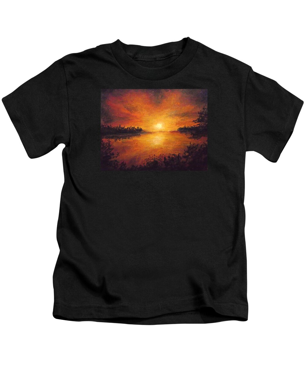 Sunset Kids T-Shirt featuring the drawing Falling Sun by Jen Shearer