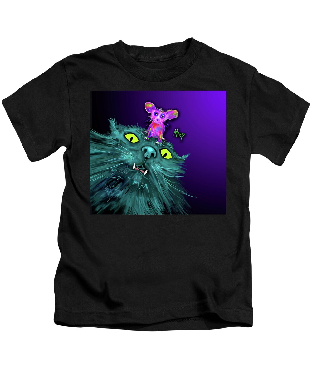 Dizzycats Kids T-Shirt featuring the painting Fang and Meep by DC Langer