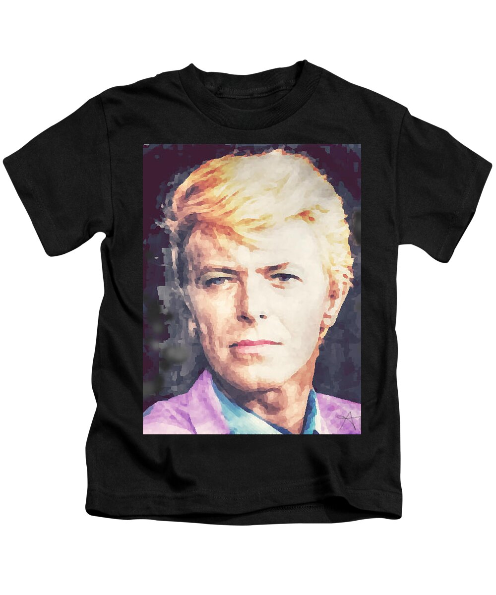 David Kids T-Shirt featuring the painting Farewell David Bowie by Ana Tirolese