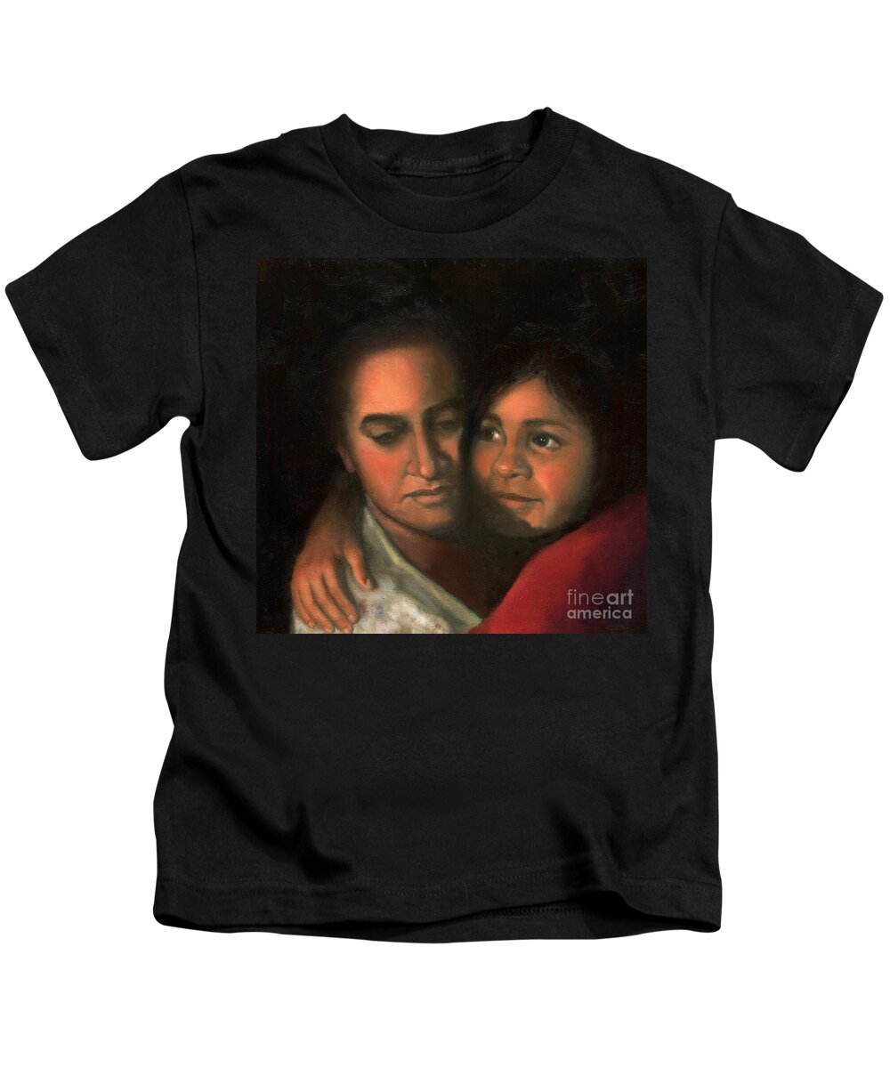 Mother Kids T-Shirt featuring the painting Felicia and Kira by Marlene Book