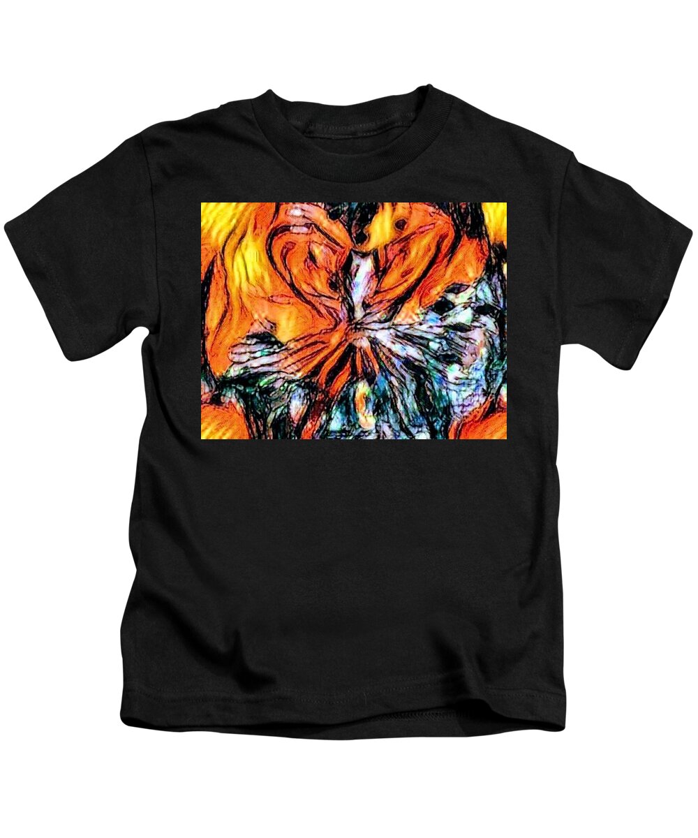 Fiery Crystal Kids T-Shirt featuring the pastel Fiery Crystal by Brenae Cochran