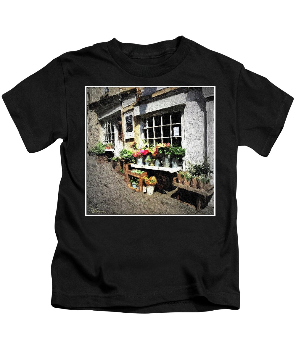 Bath Kids T-Shirt featuring the photograph Flower Shop In Bath England by Peggy Dietz