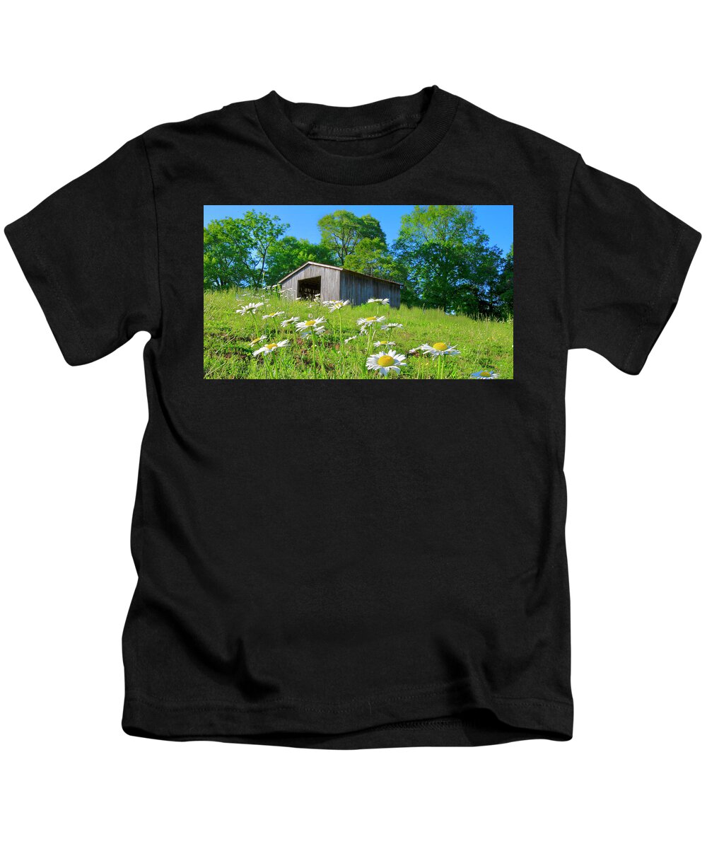 Barn Kids T-Shirt featuring the photograph Flowering Hillside Meadow by The James Roney Collection
