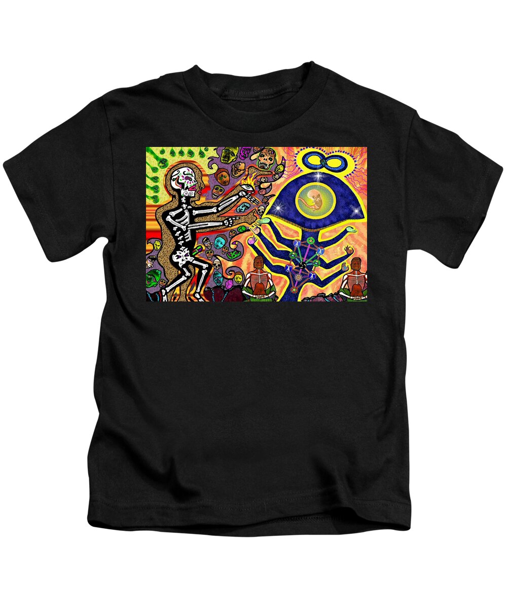 Shaman Kids T-Shirt featuring the mixed media Food of the Gods by Myztico Campo