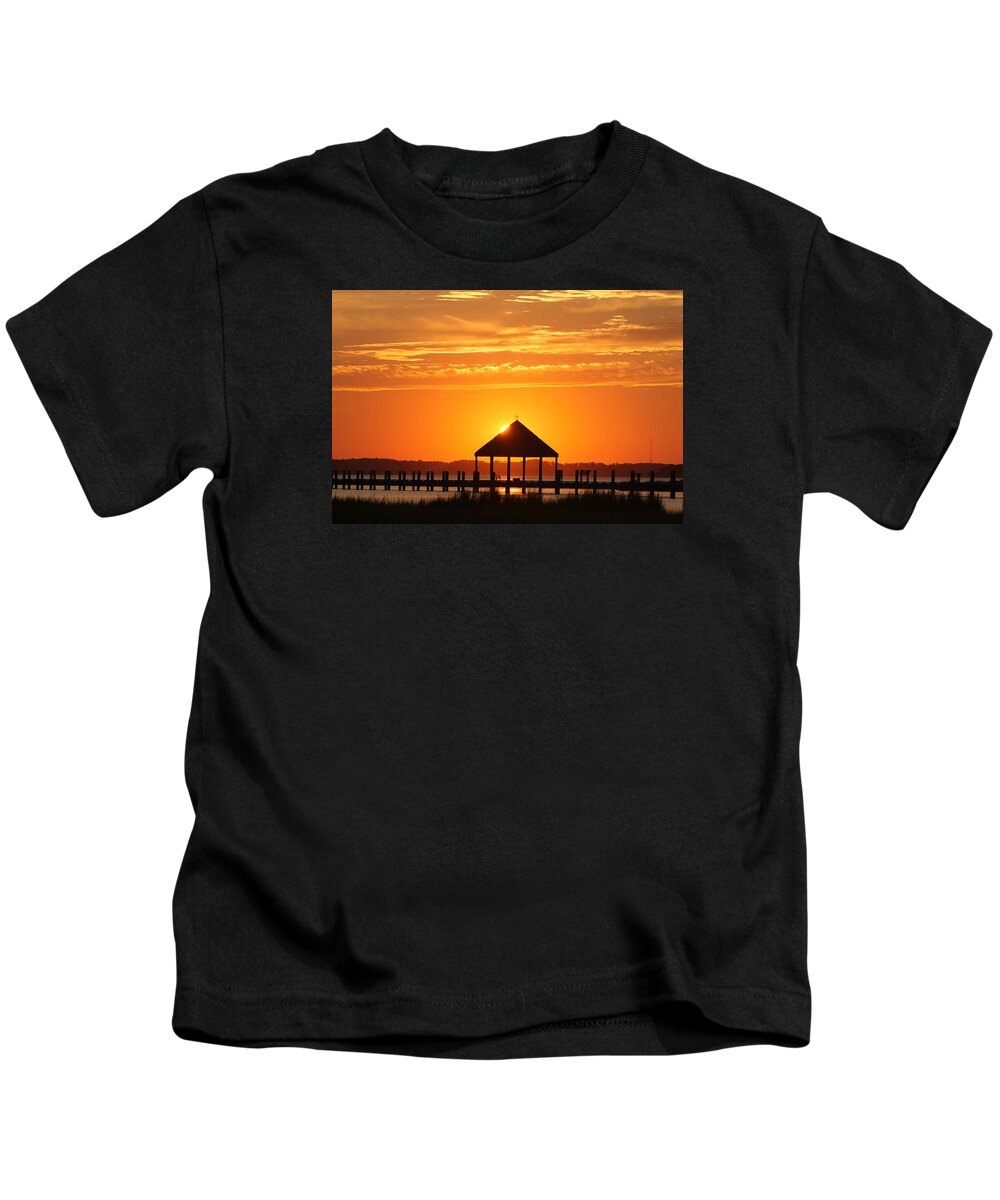 Sun Kids T-Shirt featuring the photograph Gazebo Sunset by Robert Banach